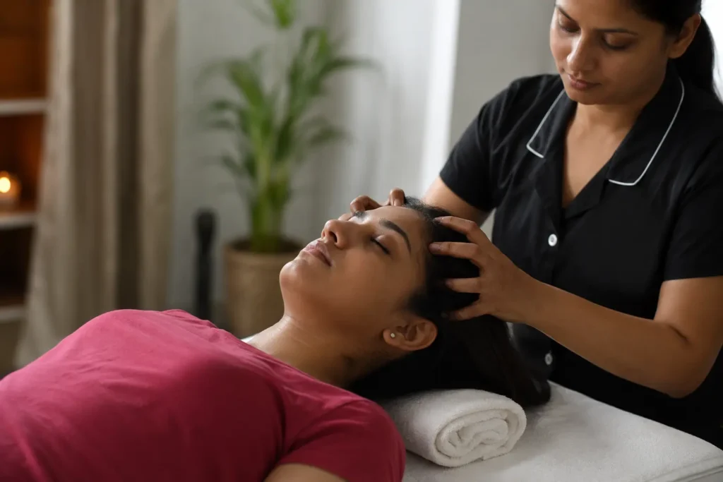 head massage for sports injury recovery and relaxation at a wellness