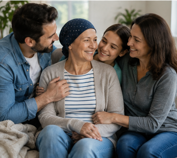 Family supporting a loved one during cancer survivorship in California